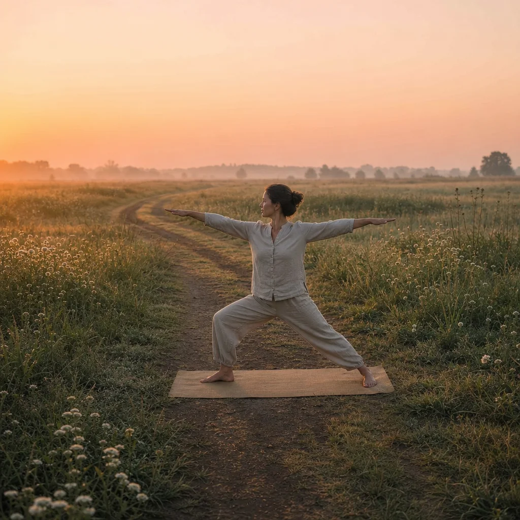Mindful daily movement and gentle stretching outdoors